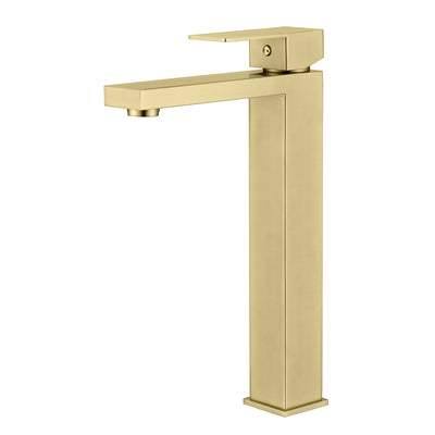 Torneira Alta para Pia de Banheiro sumerain, Dourado Escovado, Aço Inoxidável, Monocomando, Furo Único, Econômica