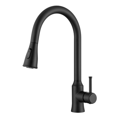 Torneira de Cozinha SUMERAIN com Bica Alta e Pulverizador Retrátil, Aço Inoxidável Sem Chumbo, Monocomando, Acabamento Preto Fosco