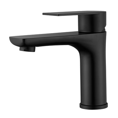 Torneira para Banheiro Sumerain de Alavanca Única para Pia de Banheiro, Furo Único, Preto Fosco, Torneira para Lavabo com Linhas de Abastecimento de Água