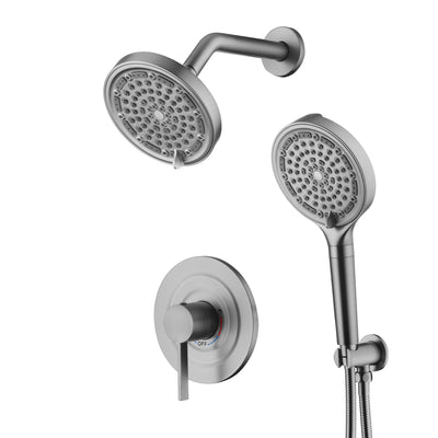 Sistema de Chuveiro de Chuva SUMERAIN Níquel Escovado com Chuveiro Manual Filtrado de 6 Jatos, Conjunto Completo de Torneira com Válvula de Instalação