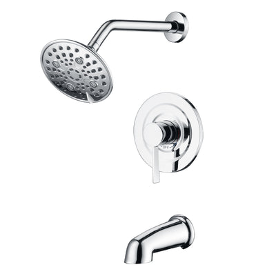 Conjunto de Torneira para Banheira e Chuveiro sumerain com Cabeça de Chuveiro de 6 Configurações, Sistemas Modernos de Banheira e Chuveiro Montados na Parede com Válvula e Kit de Acabamento, Cromado