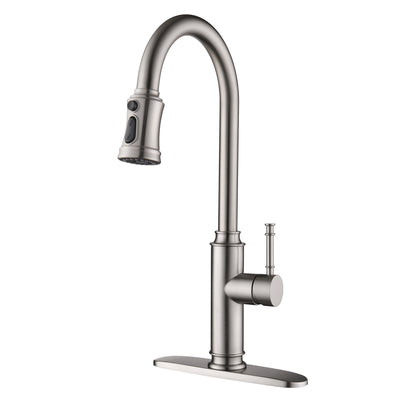 Torneira de Cozinha SUMERAIN com Pulverizador Retrátil, Alça Única, Aço Inoxidável, com Placa de Montagem, Níquel Escovado