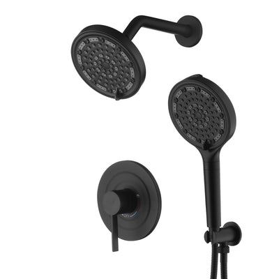 Sistema de Chuveiro SUMERAIN Preto Fosco com Chuveiro Manual Filtrado de 6 Jatos, Conjunto de Torneira de Chuveiro de Chuva Montado na Parede com Válvula de Instalação