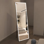 Espelho de Corpo Inteiro LED Grande Sumerain 75"x28", Espelho de Chão com Luz Regulável Sem Degraus com 3 Cores de Iluminação, Espelho de Parede de Comprimento Total para Quarto, Closet, Vestiário, Vidro Temperado