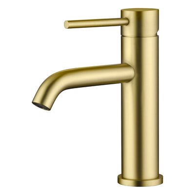 Torneira para Pia de Banheiro SUMERAIN Dourado Escovado com Manípulo Único, Torneira para Lavatório em Aço Inoxidável Sem Chumbo, Furo Único