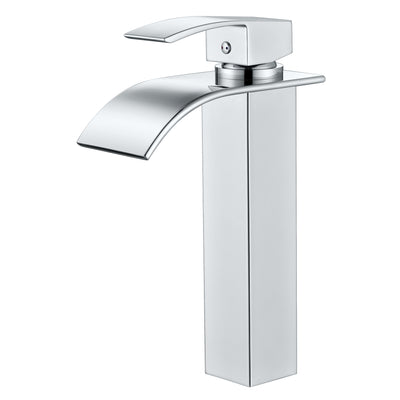 Torneira para Cuba SUMERAIN, Monocomando para Furo Único, Torneira Moderna Alta com Efeito Cascata para Banheiro, Cromada