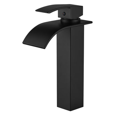Torneira para Cuba SUMERAIN Preto Fosco, Torneira Alta com Efeito Cascata para Banheiro, Monocomando para Furo Único