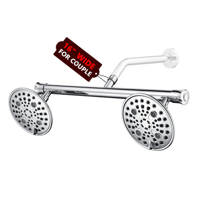 Combo Luxuoso de Duplo Chuveiro de Alta Pressão de 6" sumerain com 6 Configurações e Braço de Chuveiro de 20" para Casais, Acabamento Cromado
