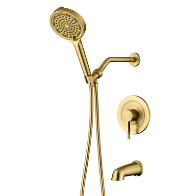 Sistema de Chuveiro SUMERAIN Dourado Escovado com Chuveiro Manual Filtrado de 6 Jatos, Conjunto de Torneira para Banheira com Alta Vazão