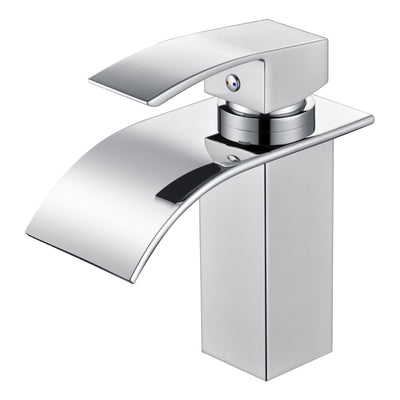 Torneira de Pia de Banheiro Moderna SUMERAIN, Monocomando, Torneira de Bacia com Efeito Cascata e Linhas de Abastecimento de Água, Cromada