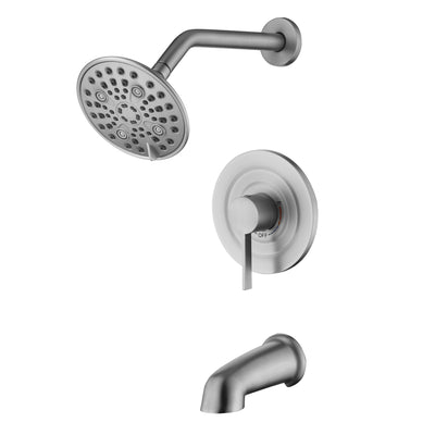 Conjunto de Torneira para Banheira e Chuveiro sumerain em Níquel Escovado com Bica para Banheira, Cabeça de Chuveiro com 6 Jatos, Válvula de Chuveiro Incluída