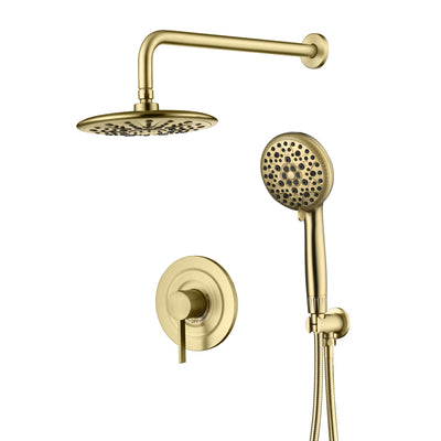 Sistema de Chuveiro de Chuva SUMERAIN Dourado Escovado de 9 polegadas com Chuveirinho Filtrado para Água Dura, Válvula de Instalação Incluída