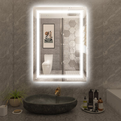 Espelho de Banheiro LED Sumerain 20 x 28 Polegadas com Luzes, Espelho de Vaidade com Iluminação Frontal e Traseira, Regulagem de Brilho Sem Degraus, Anti-Embaçante, Função Memória, 3 Temperaturas de Cor