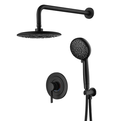 Sistema de Chuveiro SUMERAIN Preto Fosco, Chuveirinho com Filtros para Água Dura, Chuveiro de Chuva de Alta Pressão de 9" com Múltiplos Modos, Válvula Incluída