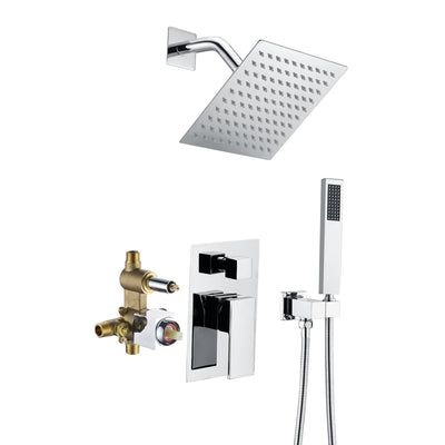 Conjunto de Torneira para Chuveiro de Parede Sumerain Completo, Válvula de Equilíbrio de Pressão Incluída e Componentes Metálicos Completos com Acabamento Cromado