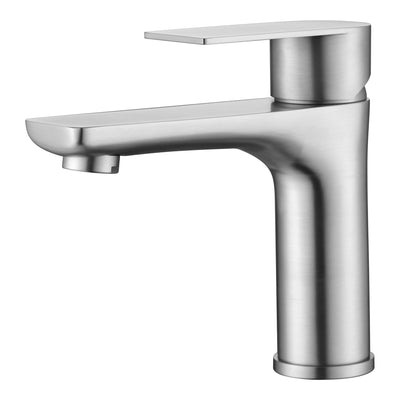 Torneira para Pia de Banheiro Sumerain Furo Único, Torneira para Lavabo Níquel Escovado de Aço Inoxidável, Torneira de Bacia com Alça Única e Linhas de Abastecimento de Água