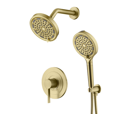 Sistema de Chuveiro SUMERAIN Dourado Escovado com Chuveiro Manual Filtrado, Conjunto Completo de Torneira de Chuveiro Montada na Parede com Válvula de Chuveiro