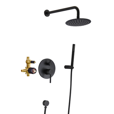 Conjunto de Torneira para Chuveiro Sumerain Preto Fosco, Sistema de Chuveiro Preto com Chuveiro de Chuva e Chuveiro Manual