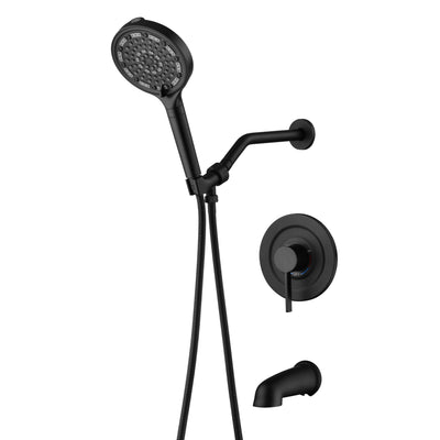 Sistema de Chuveiro SUMERAIN Preto Fosco com Torneira para Banheira, Torneira Moderna para Banheira com Chuveiro Manual Filtrado de 6 Jatos