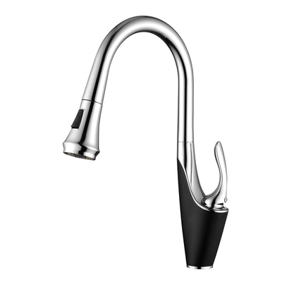 Torneira de Cozinha sumerain com 1 Furo e Pulverizador Retrátil, Torneira para Pia de Cozinha de Aço Inoxidável com Alça Única, Cromado e Preto