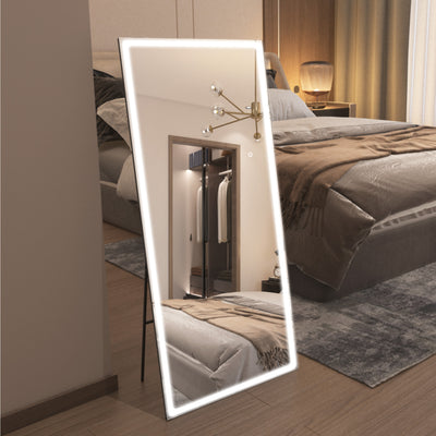 Espelho de Corpo Inteiro SUMERAIN com Luzes, Espelho de Chão LED 80”x36”, Espelho de Corpo Inteiro para Vestir com Regulagem de Brilho e 3 Cores de Iluminação, Espelho de Chão para Quarto, Sala de Estar, Closet
