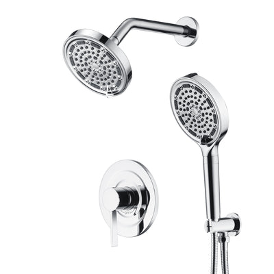 Conjunto de Torneira para Chuveiro SUMERAIN com Chuveiro Manual Filtrado de 6 Jatos, Sistema de Chuveiro de Chuva Montado na Parede Cromado