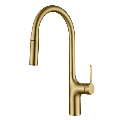 Torneira de Cozinha sumerain com Pulverizador Retrátil, Modo Duplo, Bica Alta, Alça Única, Torneira para Pia de Cozinha Sem Chumbo, Acabamento Dourado Escovado