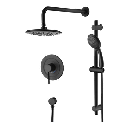 Conjunto Completo de Torneira para Chuveiro sumerain, Sistema de Chuveiro de Chuva Preto Fosco, Conjunto Duplo Montado na Parede com Válvula e Kit de Acabamento Incluídos