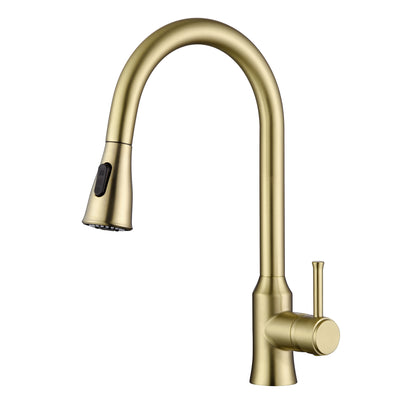 Torneiras de Cozinha SUMERAIN Modernas Industriais com Pulverizador Retrátil, Aço Inoxidável Sem Chumbo, Acabamento Dourado Escovado, Monocomando