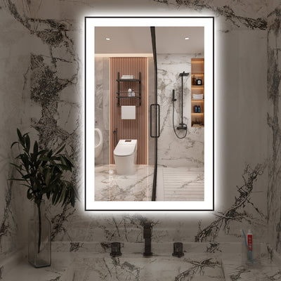 Espelho de Banheiro LED Sumerain 24"x36" com Iluminação Frontal e Traseira, Espelho de Vaidade para Parede com Brilho Inteligente Regulável, Anti-Embaçante, Função Memória, 3 Modos de Cor