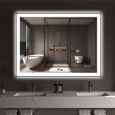 Espelho de Vaidade Iluminado Sumerain 40 x 30 Polegadas para Parede de Banheiro, Espelho LED Inteligente Anti-Embaçante com Regulagem de Brilho, Iluminação Frontal e Traseira, 3 Modos de Iluminação, Função Memória