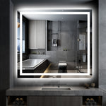 Espelho de Banheiro LED SUMERAIN 40 x 36 Polegadas com Luzes, Iluminação Frontal e Traseira, Espelho de Penteadeira com Luz Regulável em 3 Temperaturas de Cor para Parede, Antiembaçante, Função de Memória, Vidro Temperado à Prova de Quebra