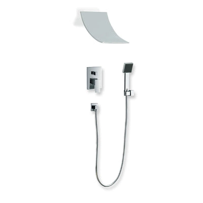 Sistema Completo de Chuveiro Contemporâneo/Moderno SUMERAIN, Sistema de Torneira de Chuveiro Montado na Parede com Chuveiro de Mão e Desviador, Cromado