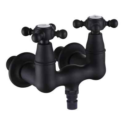 SUMERAIN Vintage Leg Tub Filler Torneira para banheira de montagem na parede central de 3-3/8 polegadas, alça cruzada preto fosco