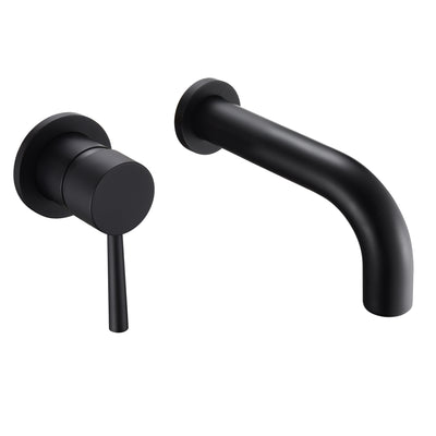 Conjunto de torneira para banheira SUMERAIN preto fosco, montagem na parede, alça única, válvula áspera incluída