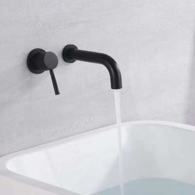 Conjunto de torneira para banheira SUMERAIN preto fosco, montagem na parede, alça única, válvula áspera incluída