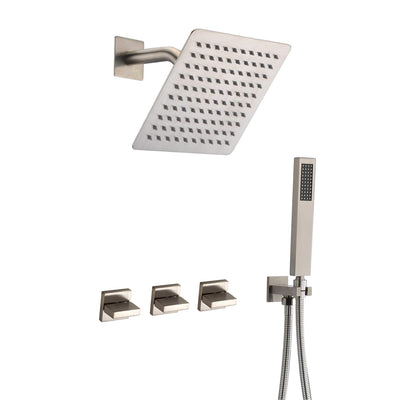 Sistema de torneira de chuveiro com 3 alças, conjunto de torneira de chuveiro de níquel escovado com válvula, SUMERAIN