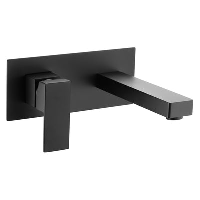 Torneira de banheiro preta fosca sumerain, torneira para pia de parede com alça única e válvula áspera incluída, design para canhotos