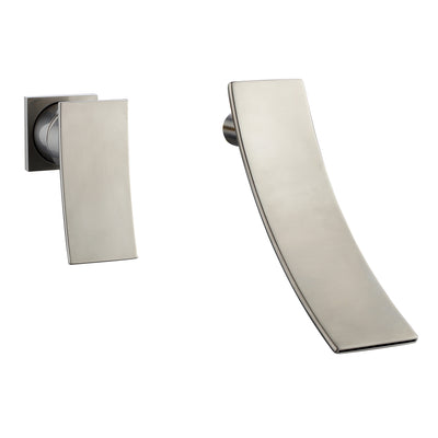 Torneira de banheiro em cascata de níquel escovado sumerain Torneira de banheiro com montagem na parede, design para canhotos
