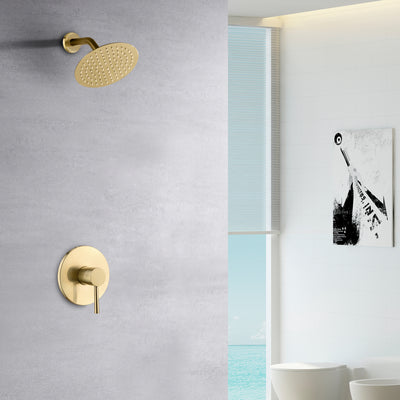 Conjunto de torneira de chuveiro em ouro escovado, design totalmente em metal e válvula áspera incluída