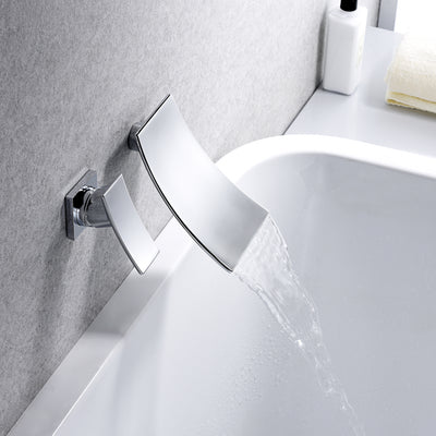 Sumerain conjunto de torneira para banheira em cascata, enchimento de banheira para parede, alça única para canhotos, cromado