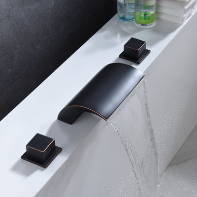 Torneira de banheira romana bronze polido com óleo, torneira de enchimento de banheira em cascata para alto fluxo