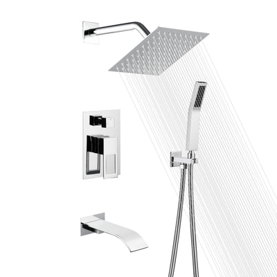 Conjunto de torneira de chuveiro completo com bico de banheira em cascata, válvula de equilíbrio de pressão anti-escaldante incluída