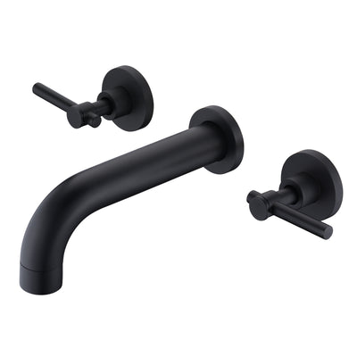 Conjunto de torneira para banheira SUMERAIN preto fosco para montagem na parede com duas alças