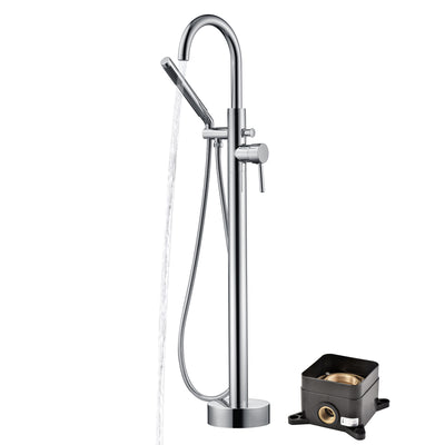 Sumerain Torneira autônoma para banheira, torneira para banheira montada no chão, cromada, design modular de caixa oculta de latão sólido, alta taxa de fluxo