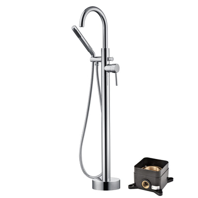Sumerain Torneira autônoma para banheira, torneira para banheira montada no chão, cromada, design modular de caixa oculta de latão sólido, alta taxa de fluxo