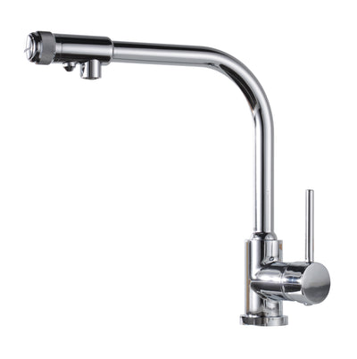 Torneira de cozinha de 3 vias com torneira purificadora de filtro de água potável, latão cromado